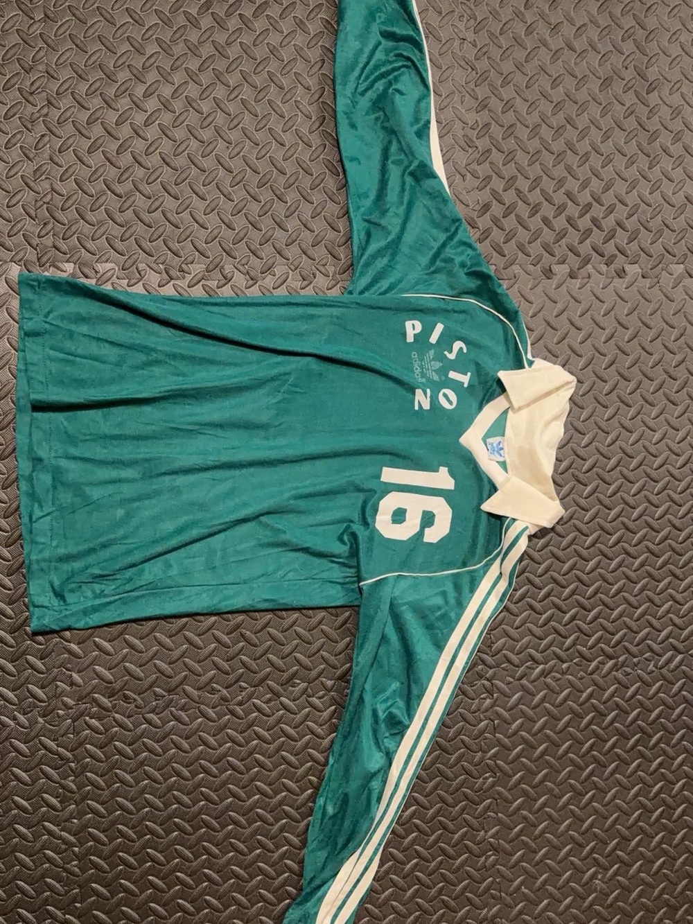 adidas Teal Green Long-Sleeve 'Piston' Soccer Top with White Accents - Picture 1 of 5